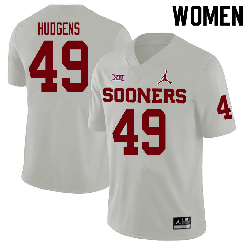 Women #49 Pierce Hudgens Oklahoma Sooners College Football Jerseys Sale-White